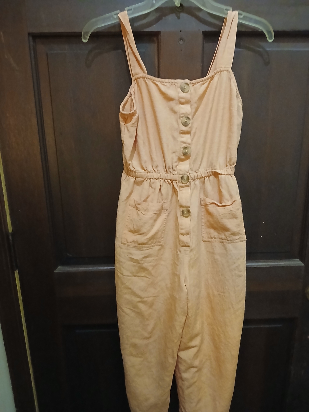 Lauren Conrad Peach-Orange Lightweight Jumpsuit XS Button Up